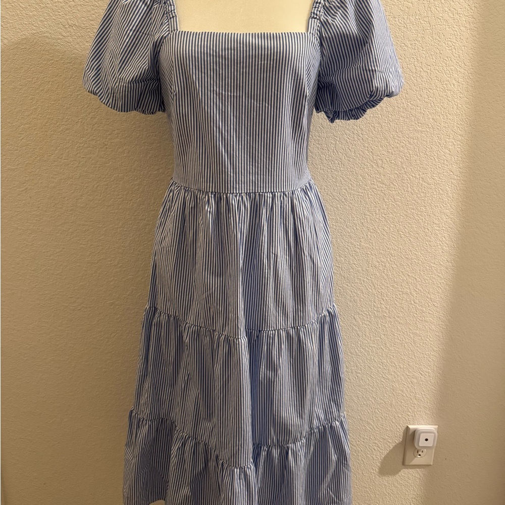 J. Crew Gray Tiered Ruffled Maxi Sundress